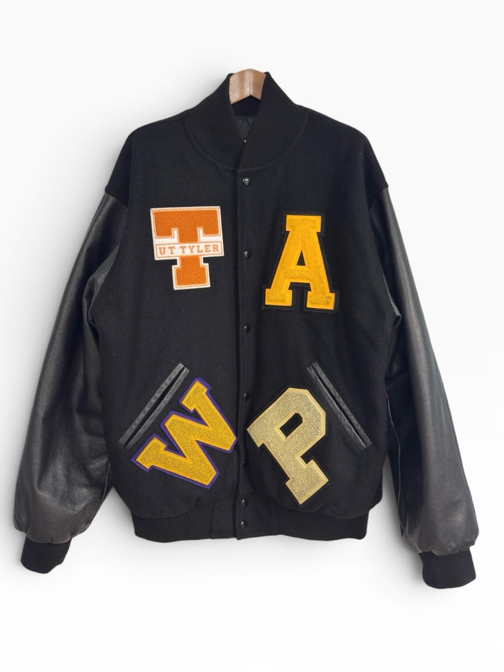 Vintage Varsity Athletic UT Tyler Wool Leather Letterman Jacket XXL Y2K Bomber